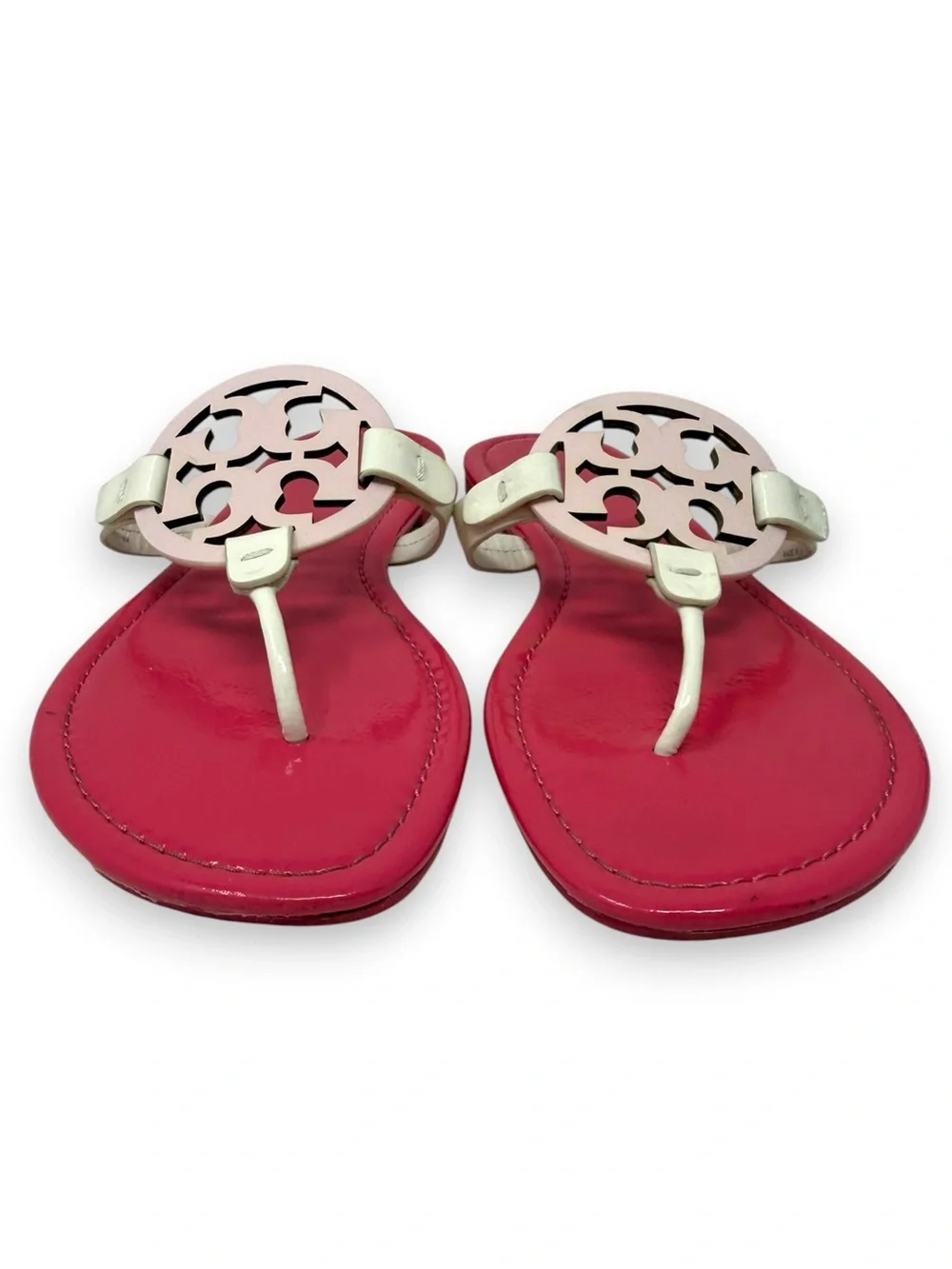 Tory Burch Strawberries ‘n Cream Patent Leather Miller Sandal Pink 12 Women’s